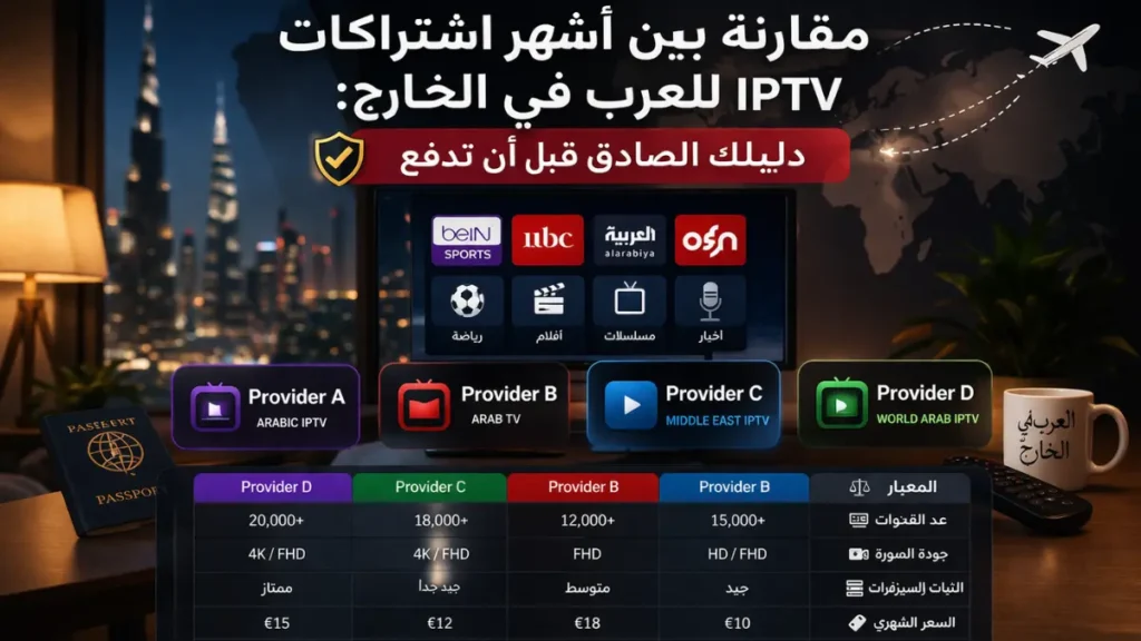 مقارنة بين أشهر اشتراكات IPTV للعرب في الخارج